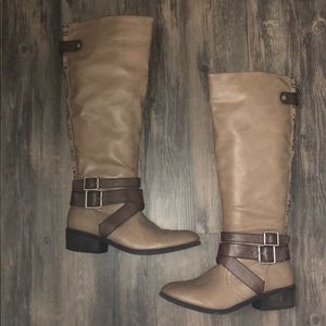 Tan and Brown Riding-Style Boots